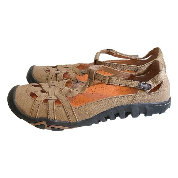 Jambu Air Vent 360 "Xterra" Tan Leather T Strap Comfort Sandals Size 8M Women’s - Picture 1 of 10